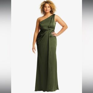 Dessy Collection Olive Green One-Shoulder Dress